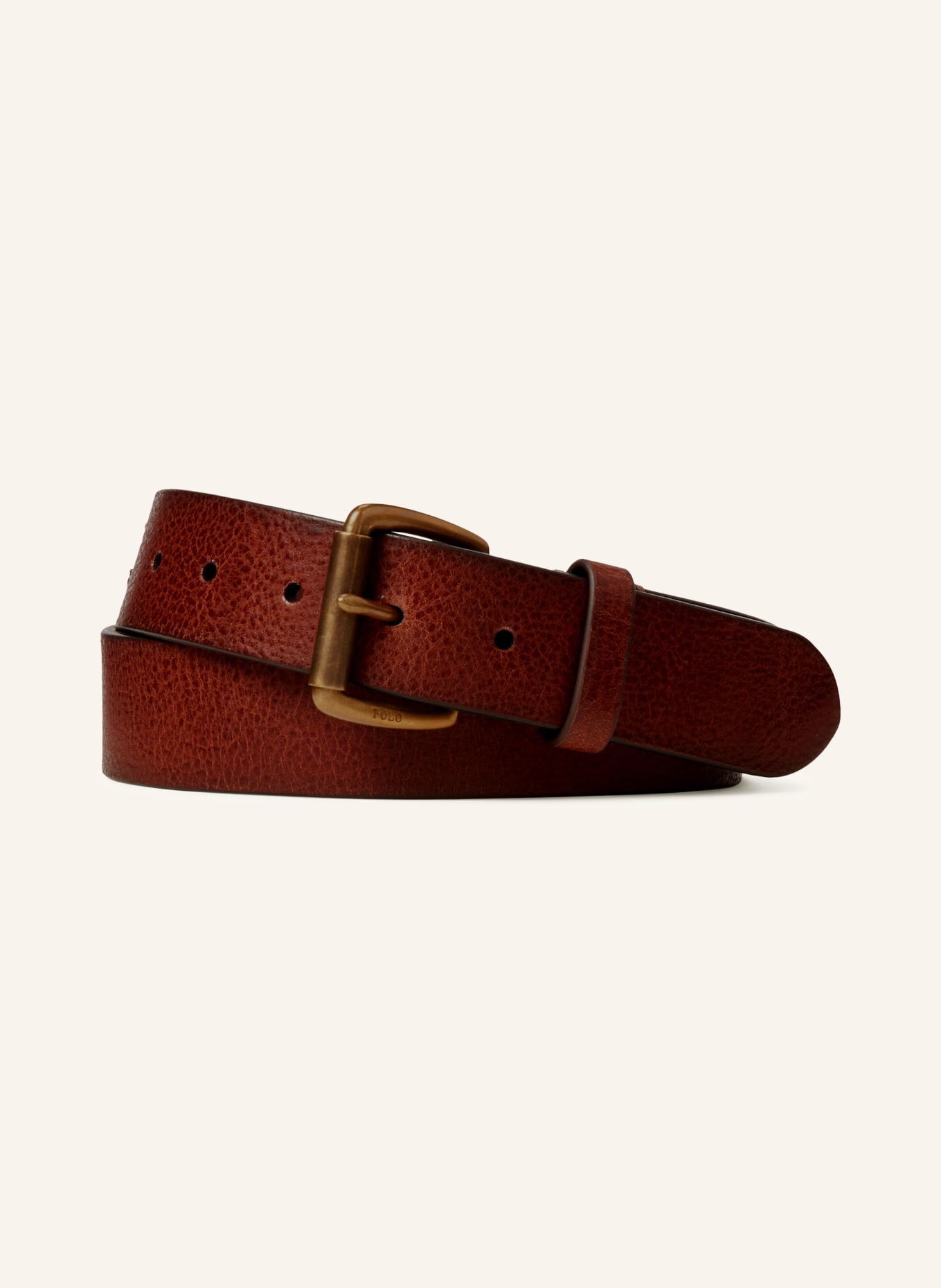 POLO RALPH LAUREN ceinture en cuir: MARRON FONCÉ / OR