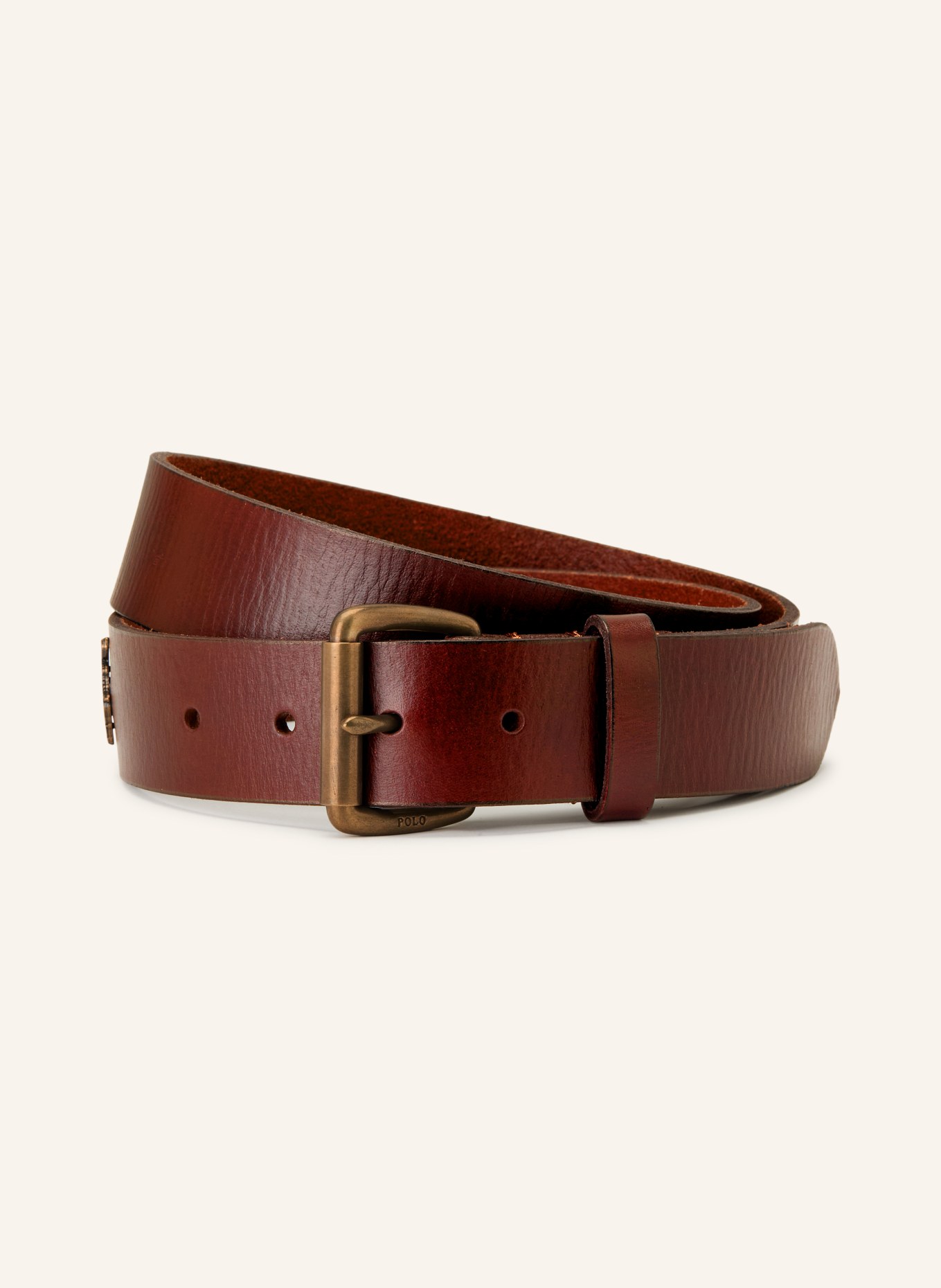 POLO RALPH LAUREN Leren riem: MARRON FONCÉ / GOUD