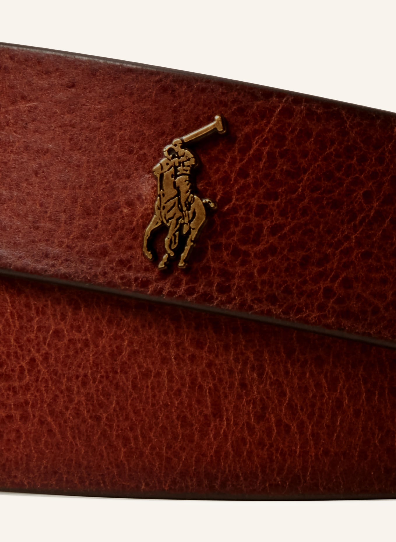 POLO RALPH LAUREN ceinture en cuir: MARRON FONCÉ / OR