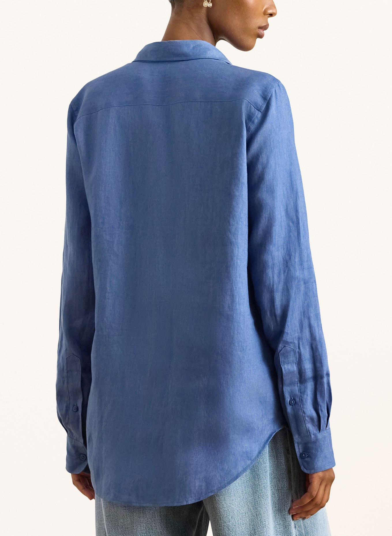 LAUREN RALPH LAUREN Hemdbluse aus Leinen: BLAU