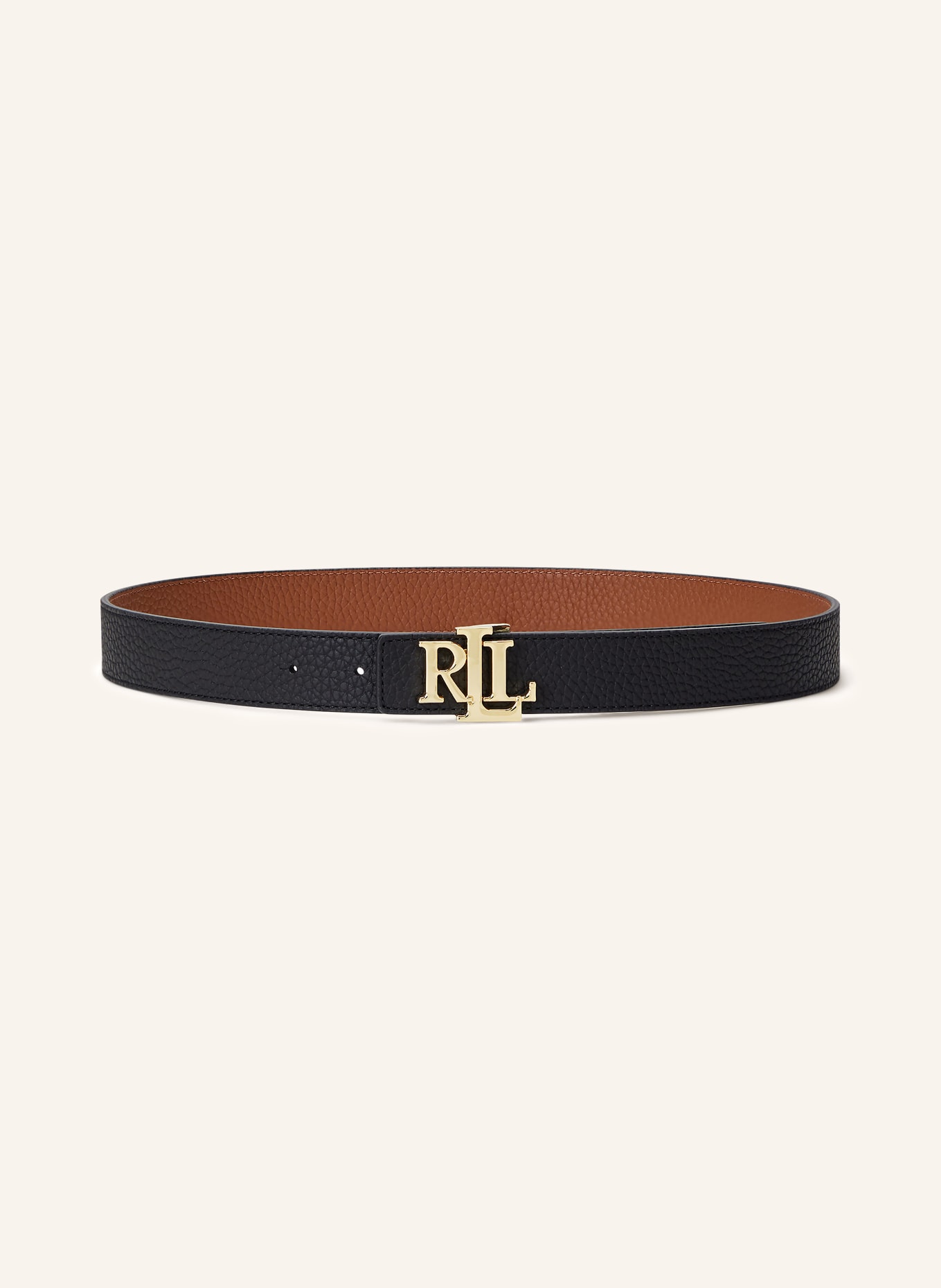 LAUREN RALPH LAUREN Ledergürtel zum Wenden: SCHWARZ / COGNAC