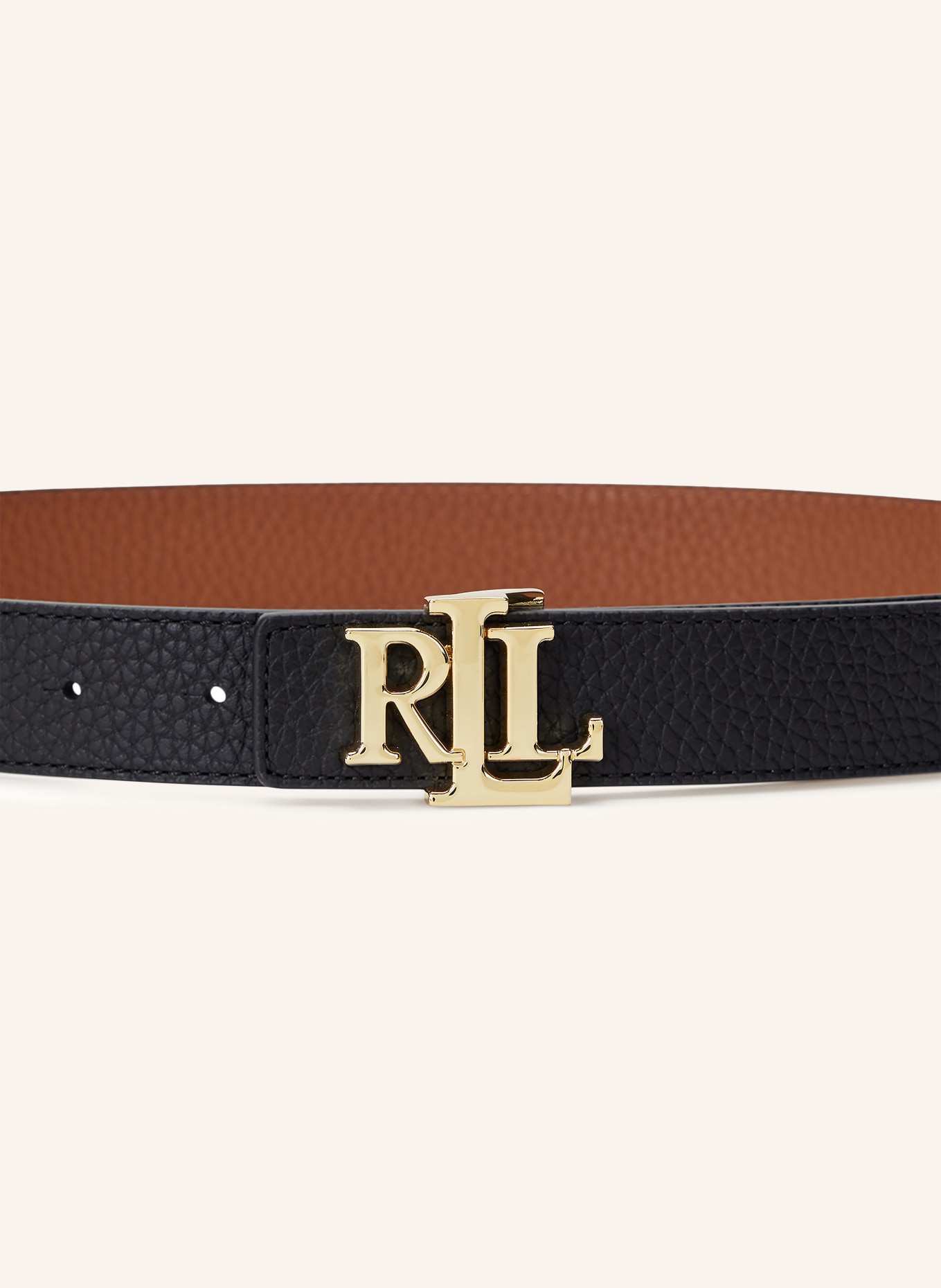 LAUREN RALPH LAUREN Ledergürtel zum Wenden: SCHWARZ / COGNAC