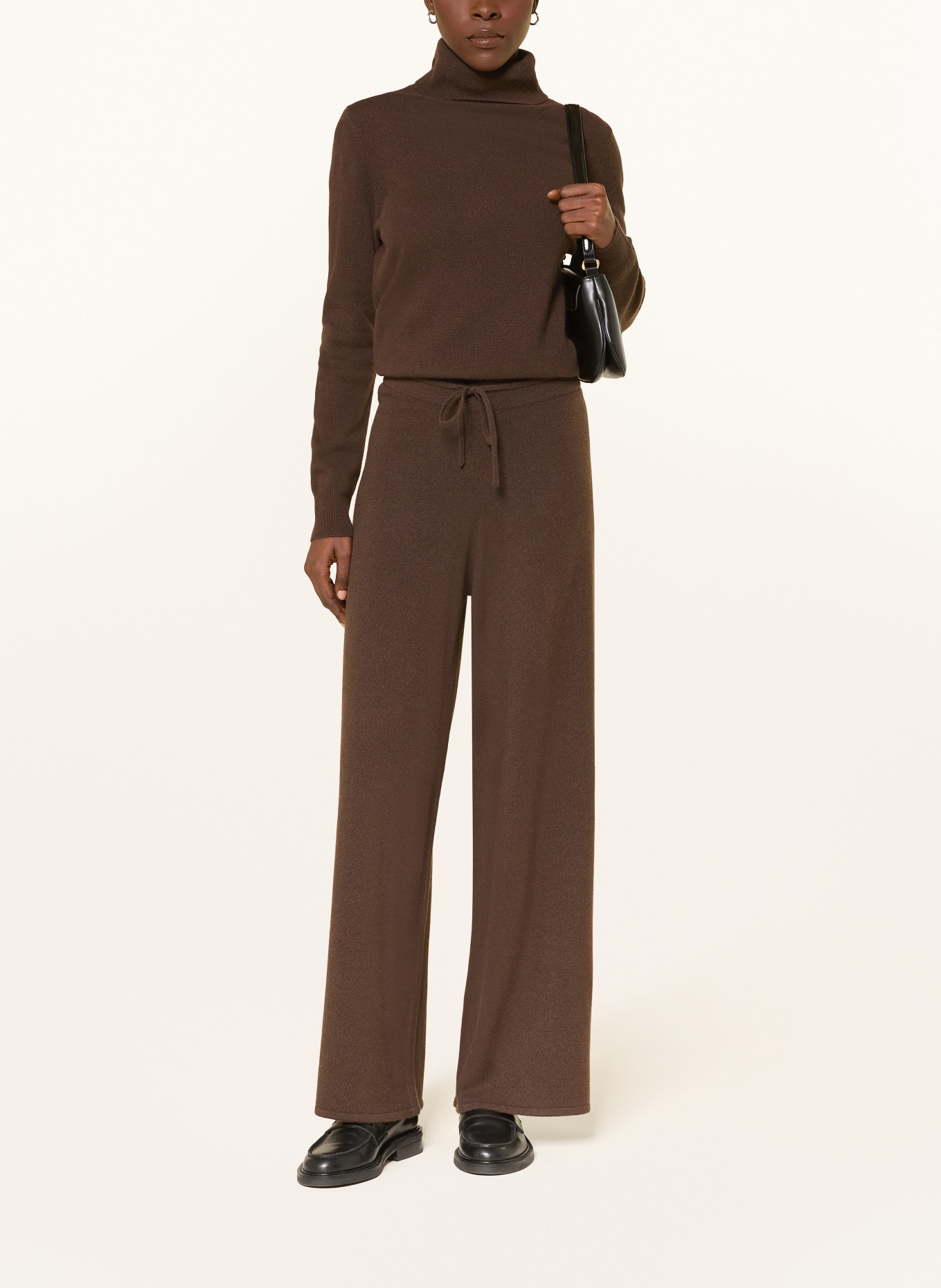 lilienfels Pantalon en maille avec cachemire: MARRON FONCÉ