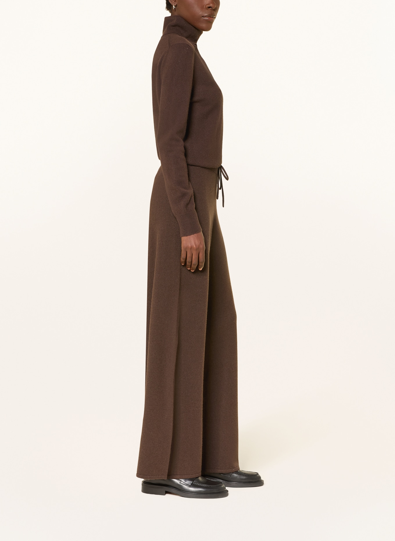 lilienfels Pantalon en maille avec cachemire: MARRON FONCÉ