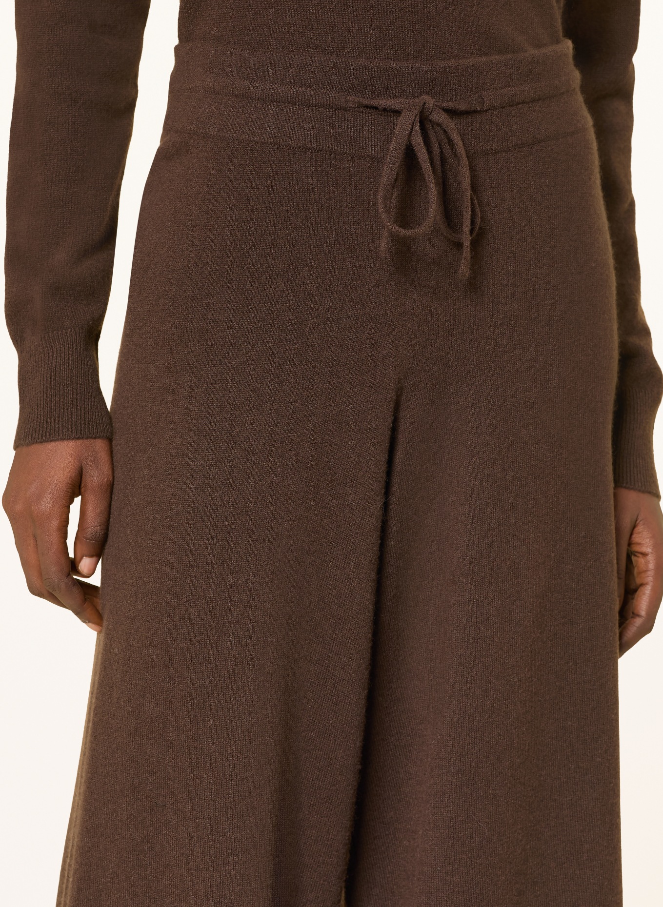 lilienfels Pantalon en maille avec cachemire: MARRON FONCÉ