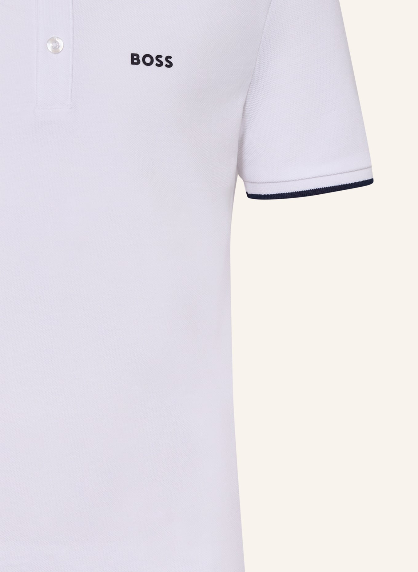 BOSS Piqué-Poloshirt: WEISS / DUNKELBLAU