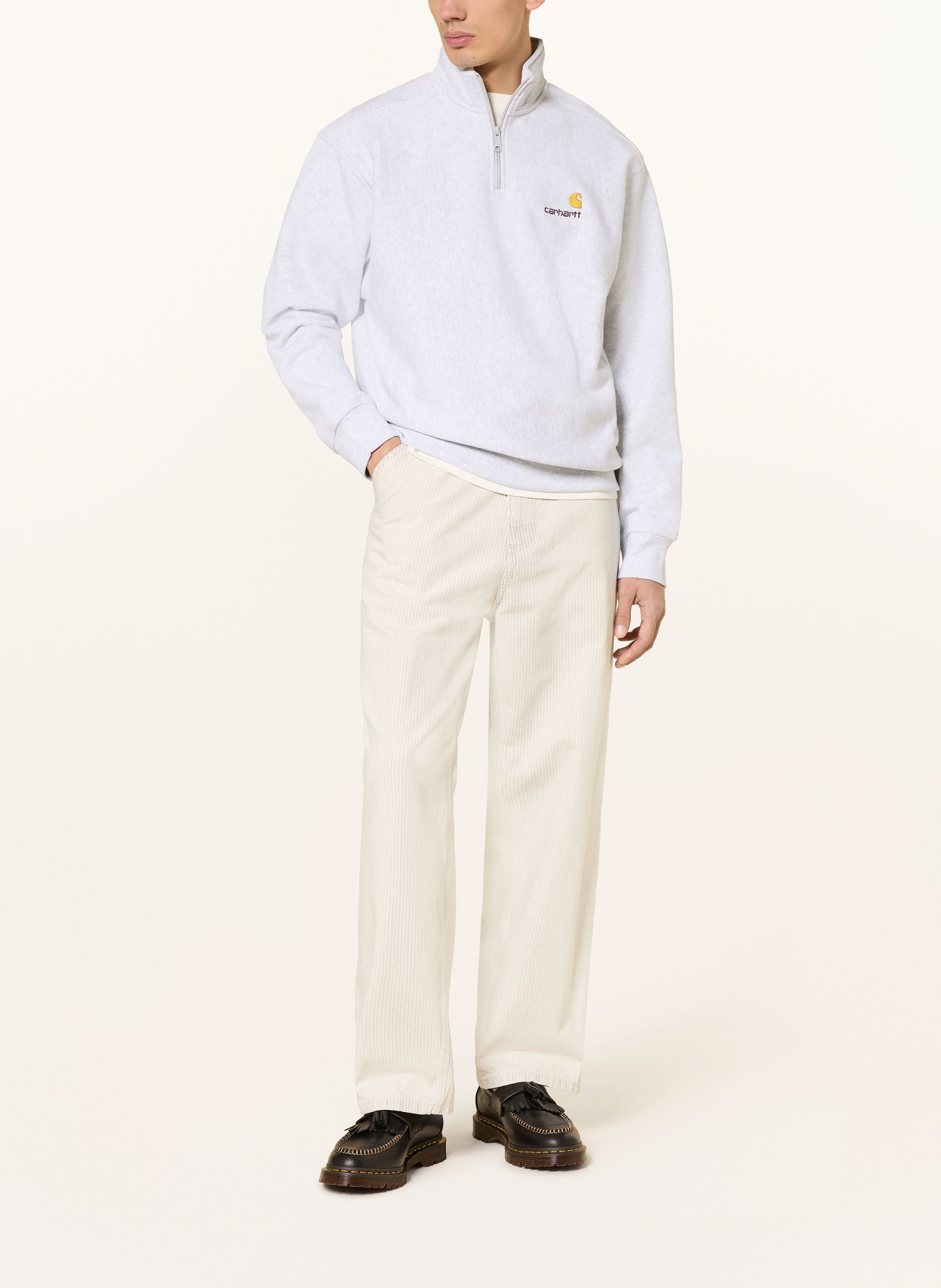 carhartt WIP Sweat-Troyer AMERICAN SCRIPT: HELLGRAU