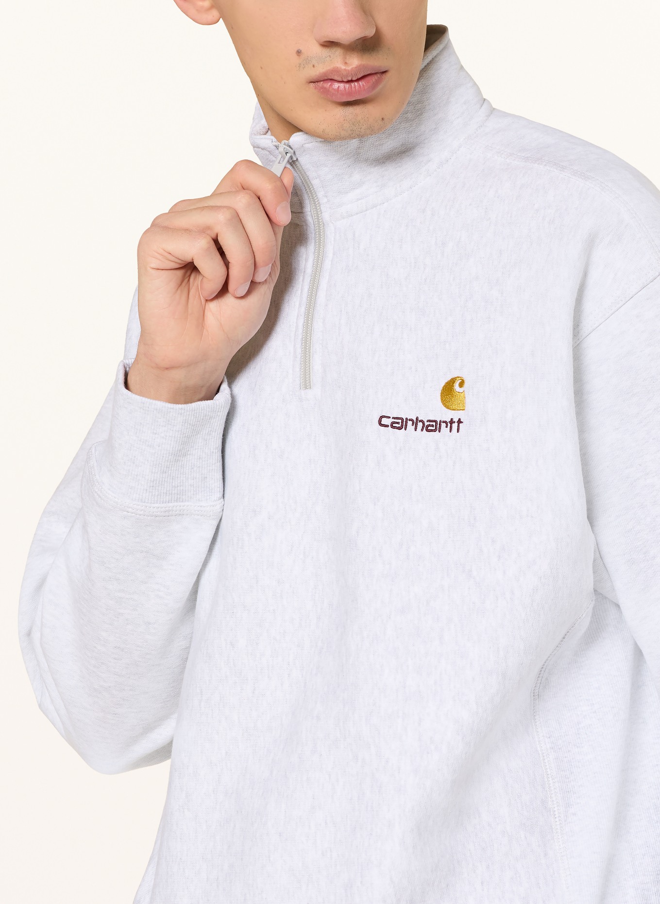 carhartt WIP Sweat-Troyer AMERICAN SCRIPT: HELLGRAU