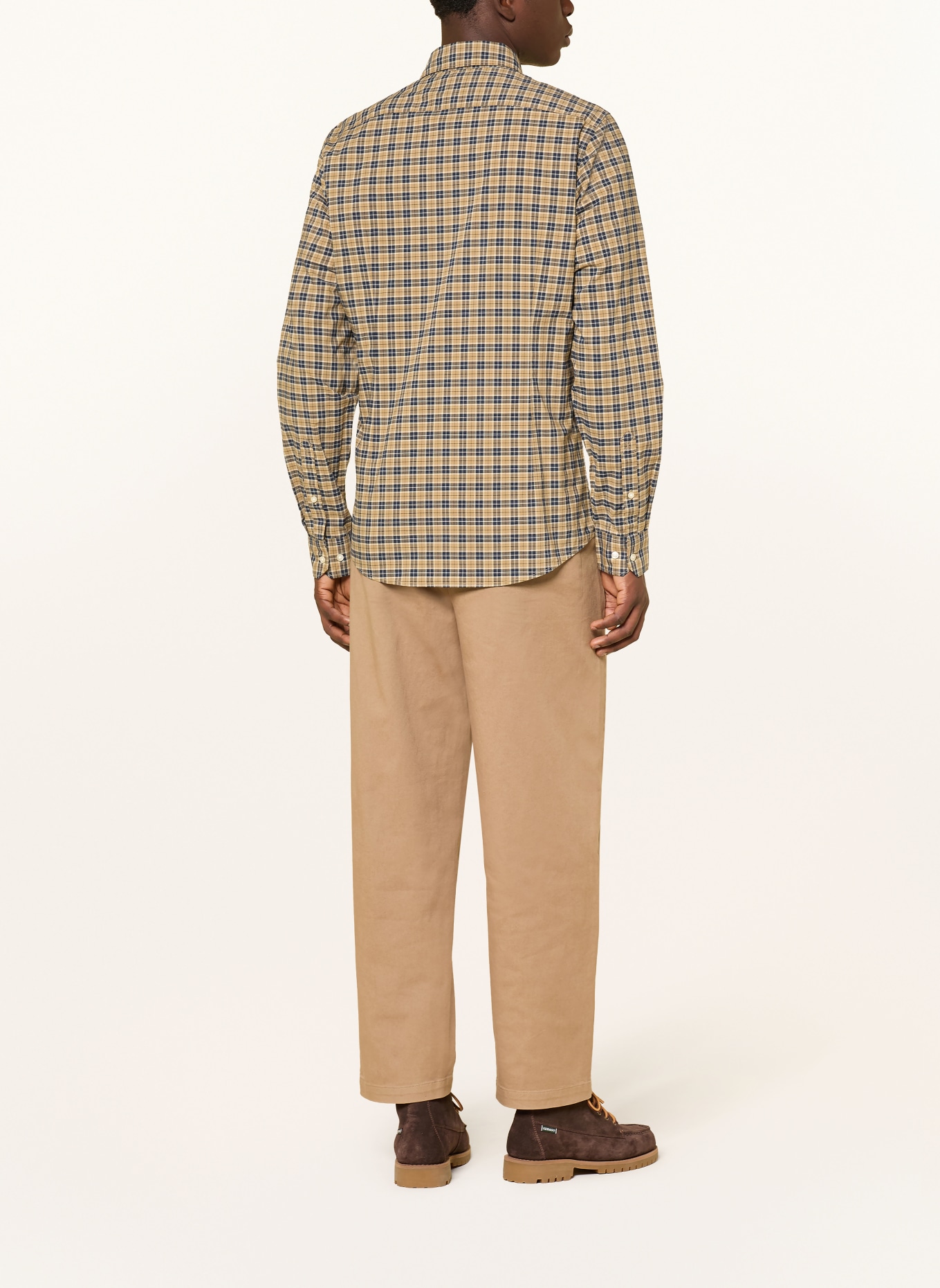 Barbour Shirt LOMOND tailored fit: LIGHT BROWN / ECRU / DARK BLUE