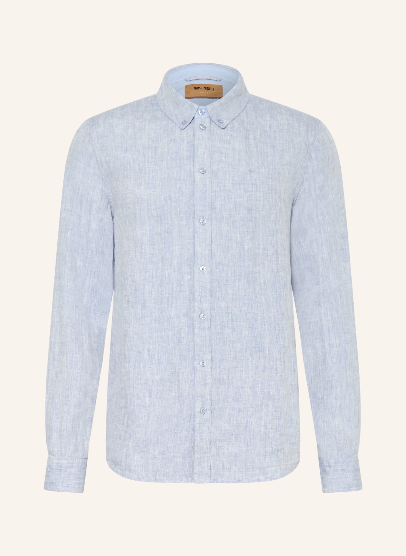 MOS MOSH Gallery Koszula z lnu MMGTHEO regular fit: JASNONIEBIESKI / BIAŁY