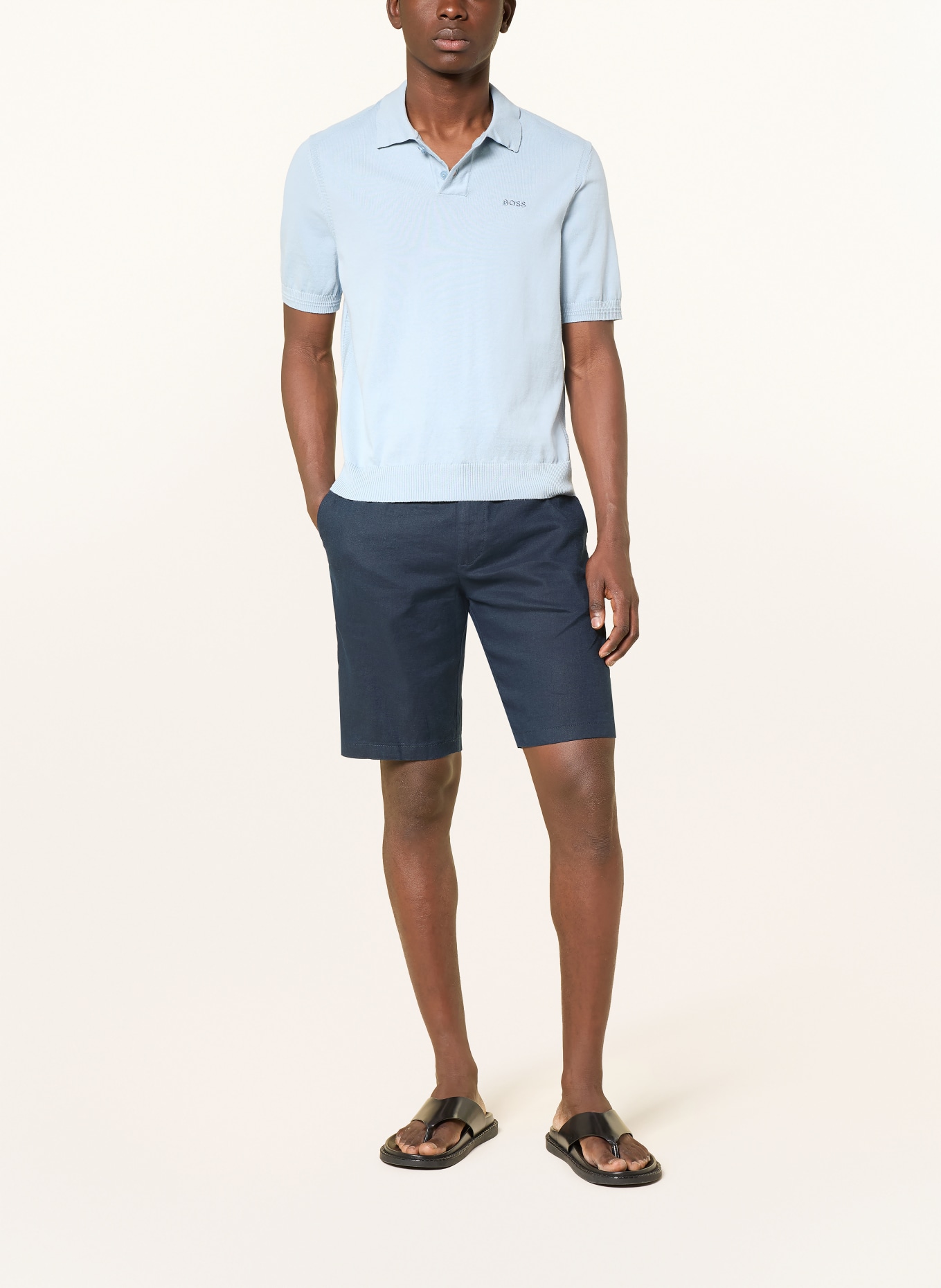 BOSS Strick-Poloshirt ASAC: HELLBLAU