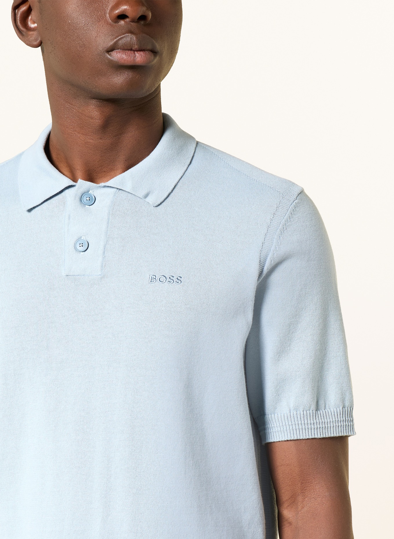 BOSS Strick-Poloshirt ASAC: HELLBLAU