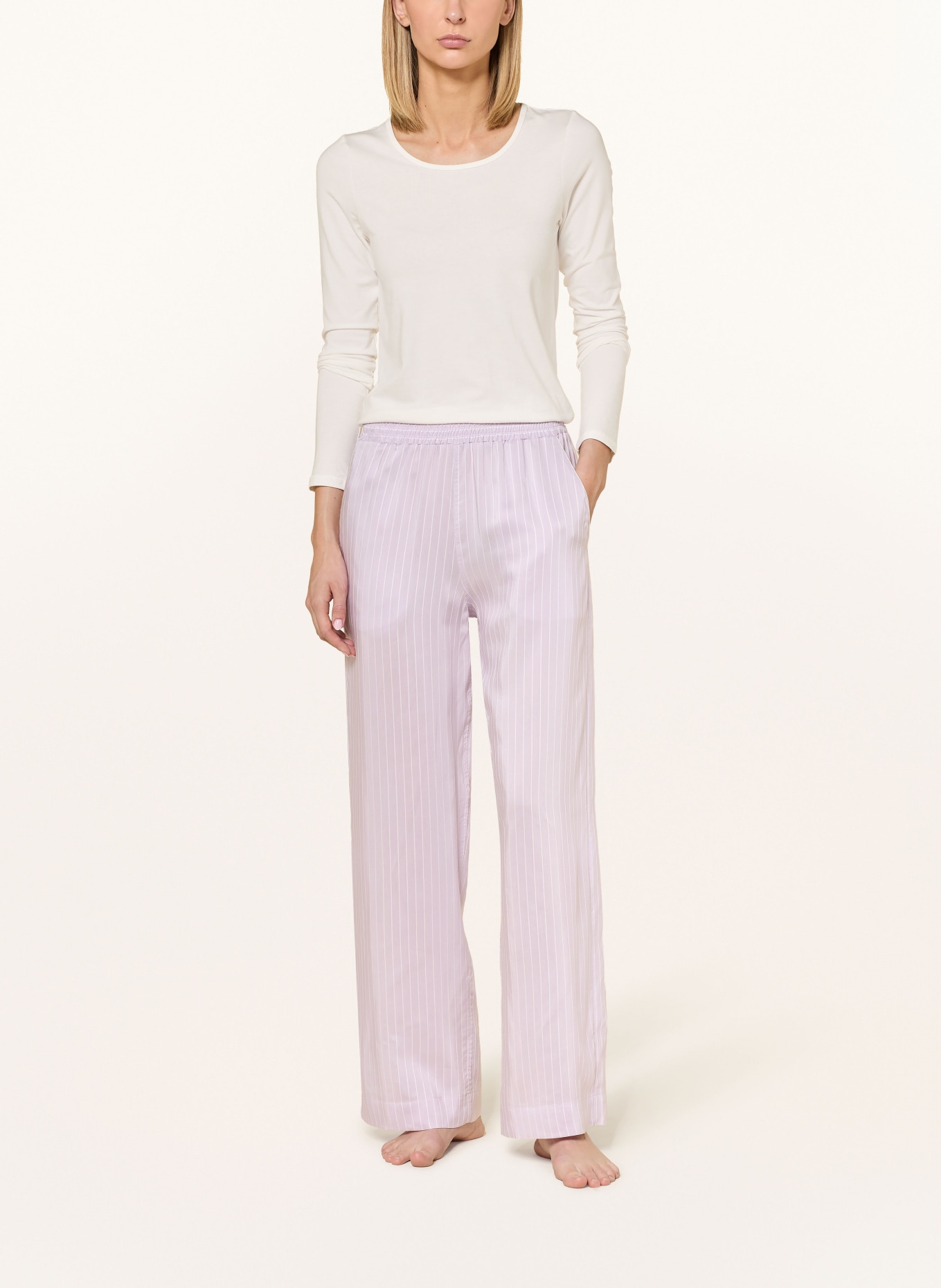 zimmerli Pyžamové kalhoty FEMININE STRIPES: SVĚTLE FIALOVÁ / REŽNÁ