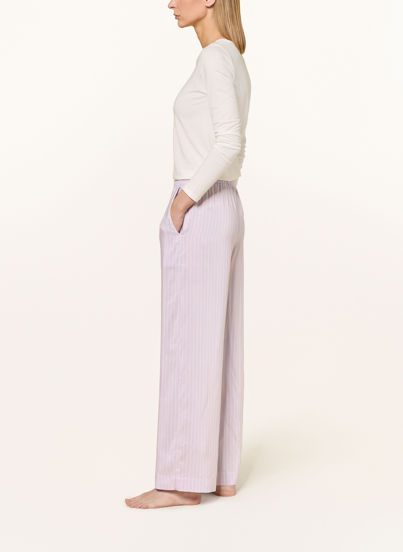 zimmerli Pyžamové kalhoty FEMININE STRIPES: SVĚTLE FIALOVÁ / REŽNÁ