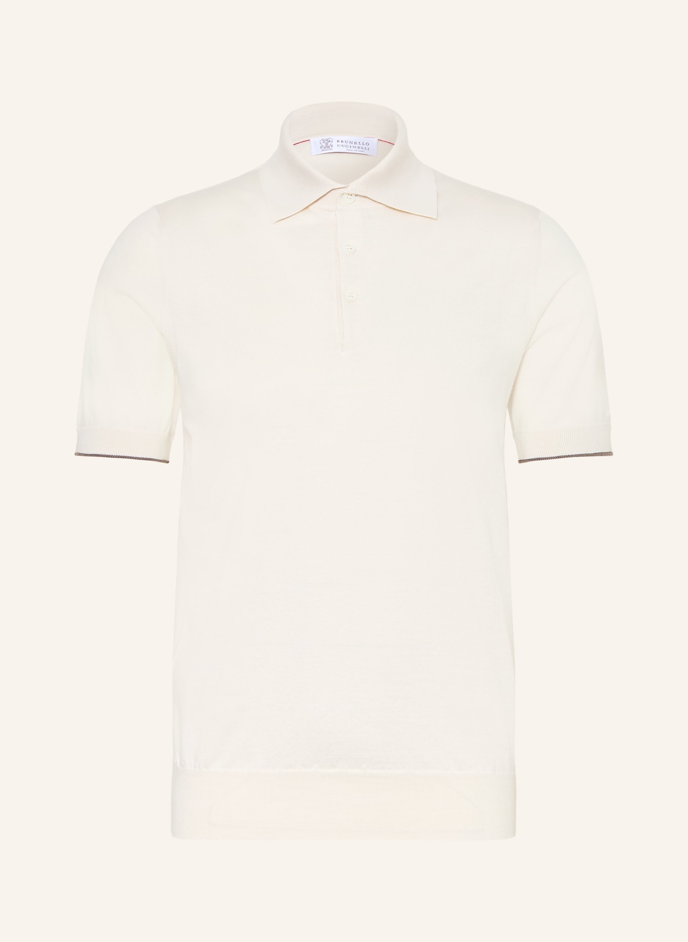 BRUNELLO CUCINELLI Jersey-Poloshirt: CREME / DUNKELGRAU