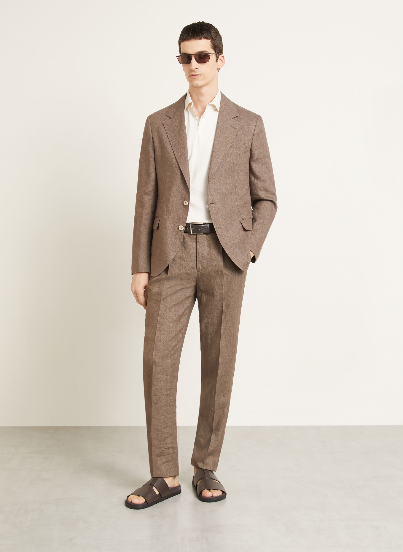 BRUNELLO CUCINELLI Jersey-Poloshirt: CREME / DUNKELGRAU