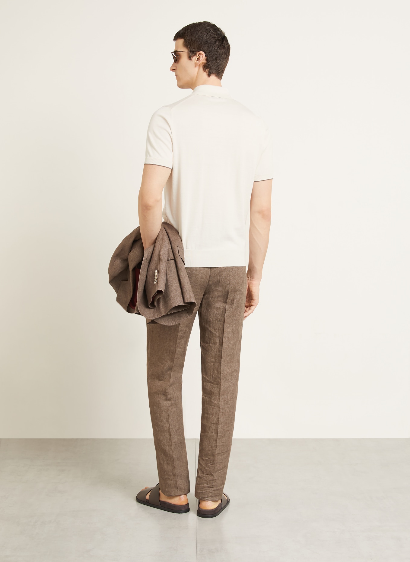 BRUNELLO CUCINELLI Jersey-Poloshirt: CREME / DUNKELGRAU