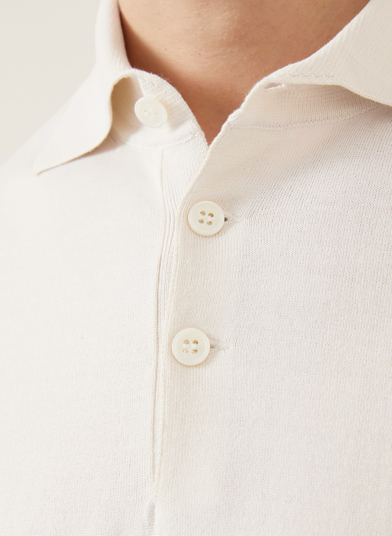 BRUNELLO CUCINELLI Jersey-Poloshirt: CREME / DUNKELGRAU