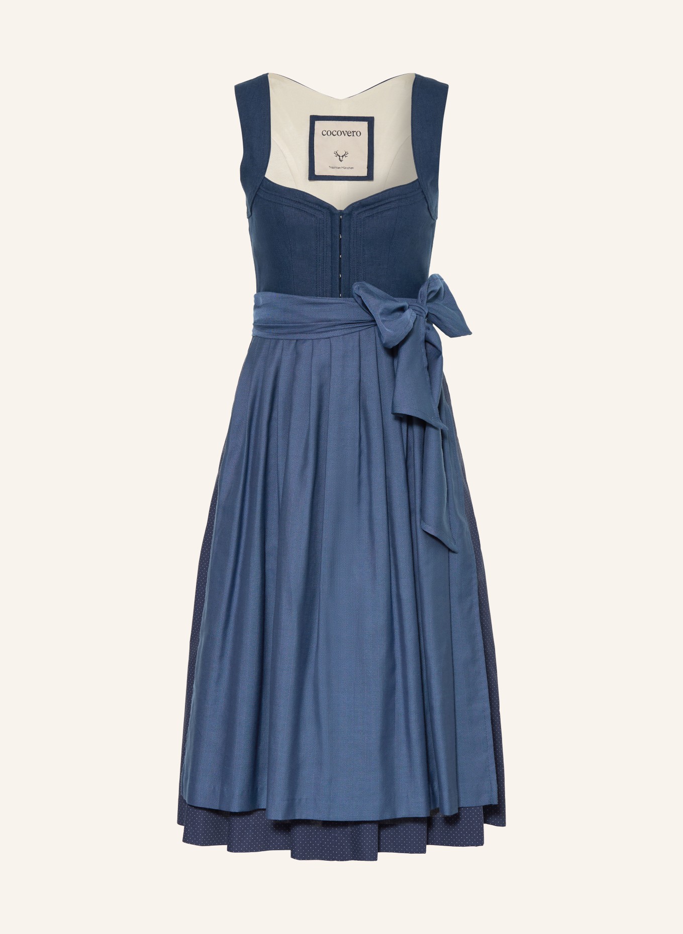 CocoVero Dirndl NELLIE avec lin: BLEU FONCÉ
