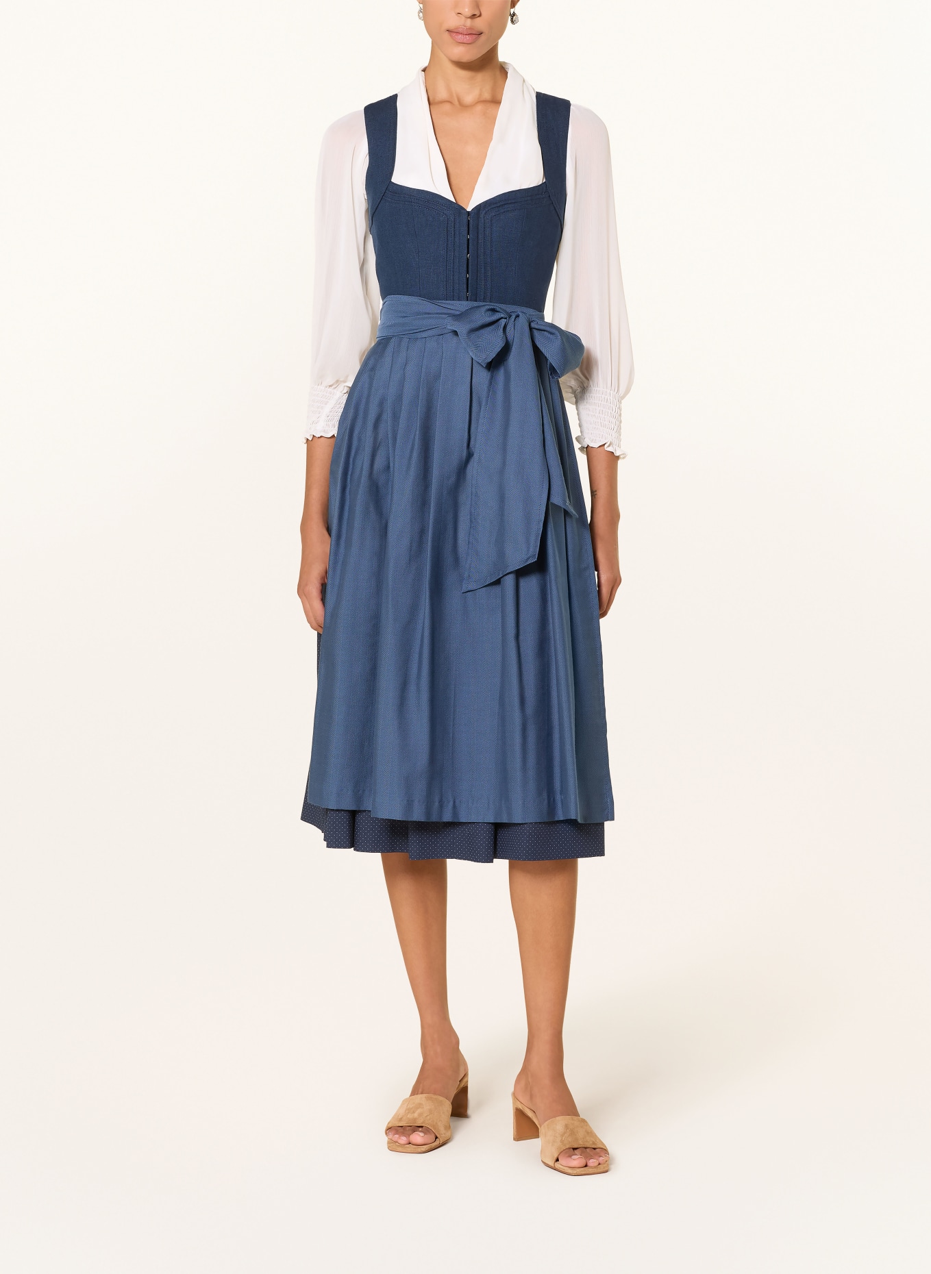CocoVero Dirndl NELLIE avec lin: BLEU FONCÉ