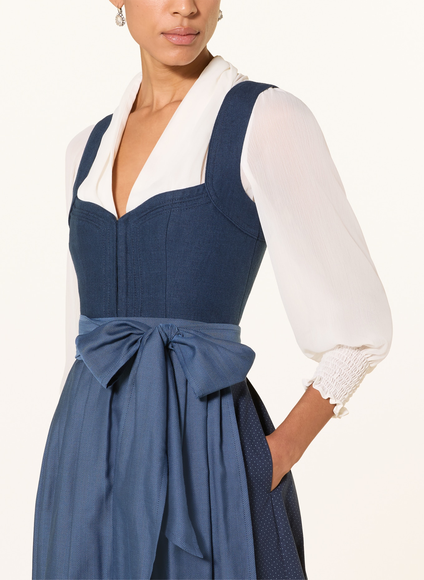 CocoVero Dirndl NELLIE avec lin: BLEU FONCÉ