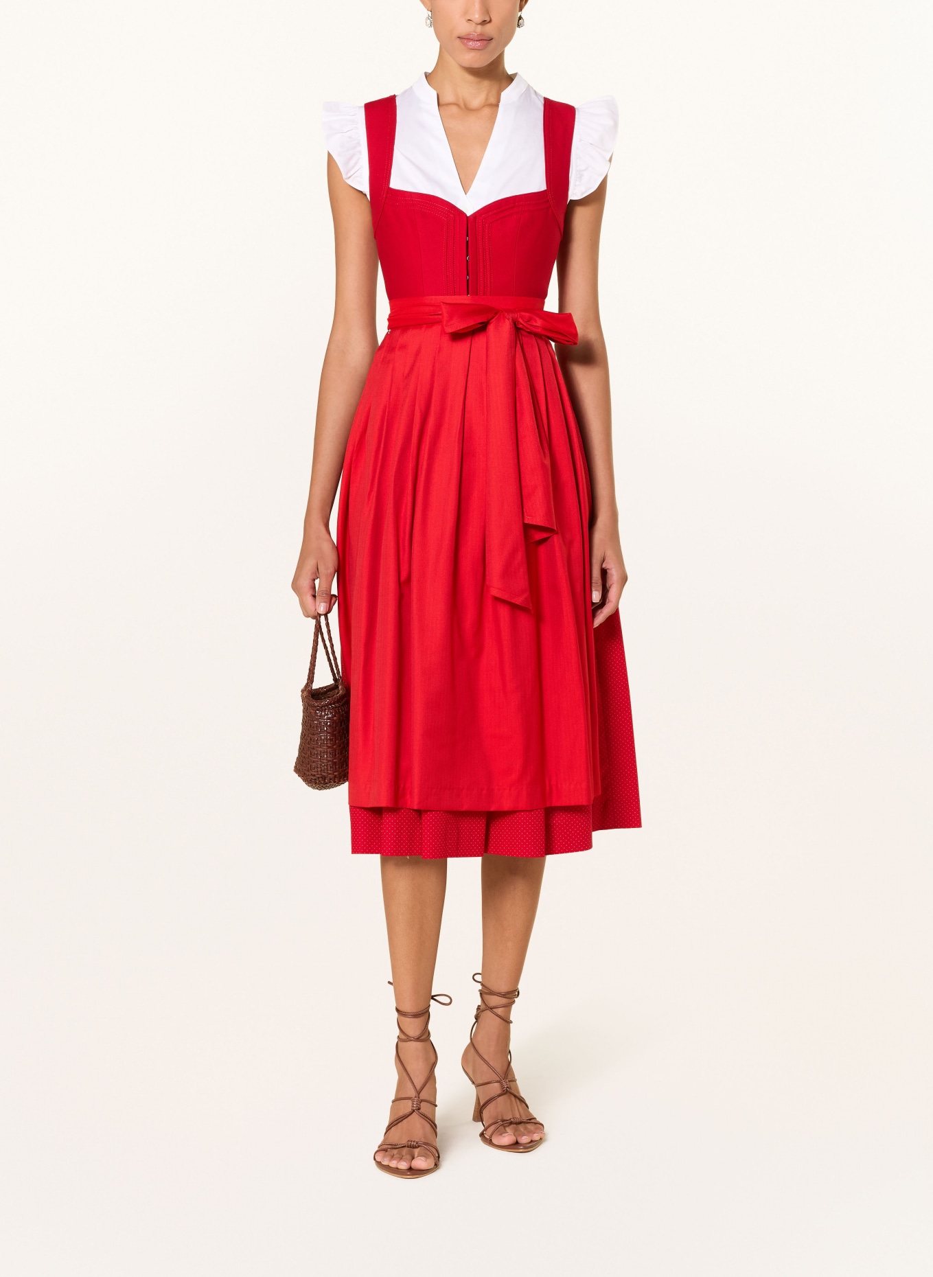 CocoVero Dirndl NELLIE avec lin: ROUGE
