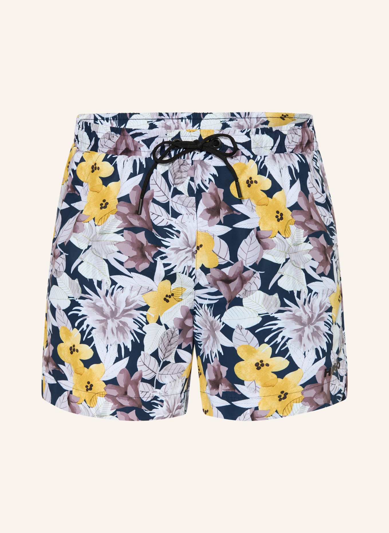 HUGO Badeshorts CALALA: DUNKELBLAU / GELB / WEISS