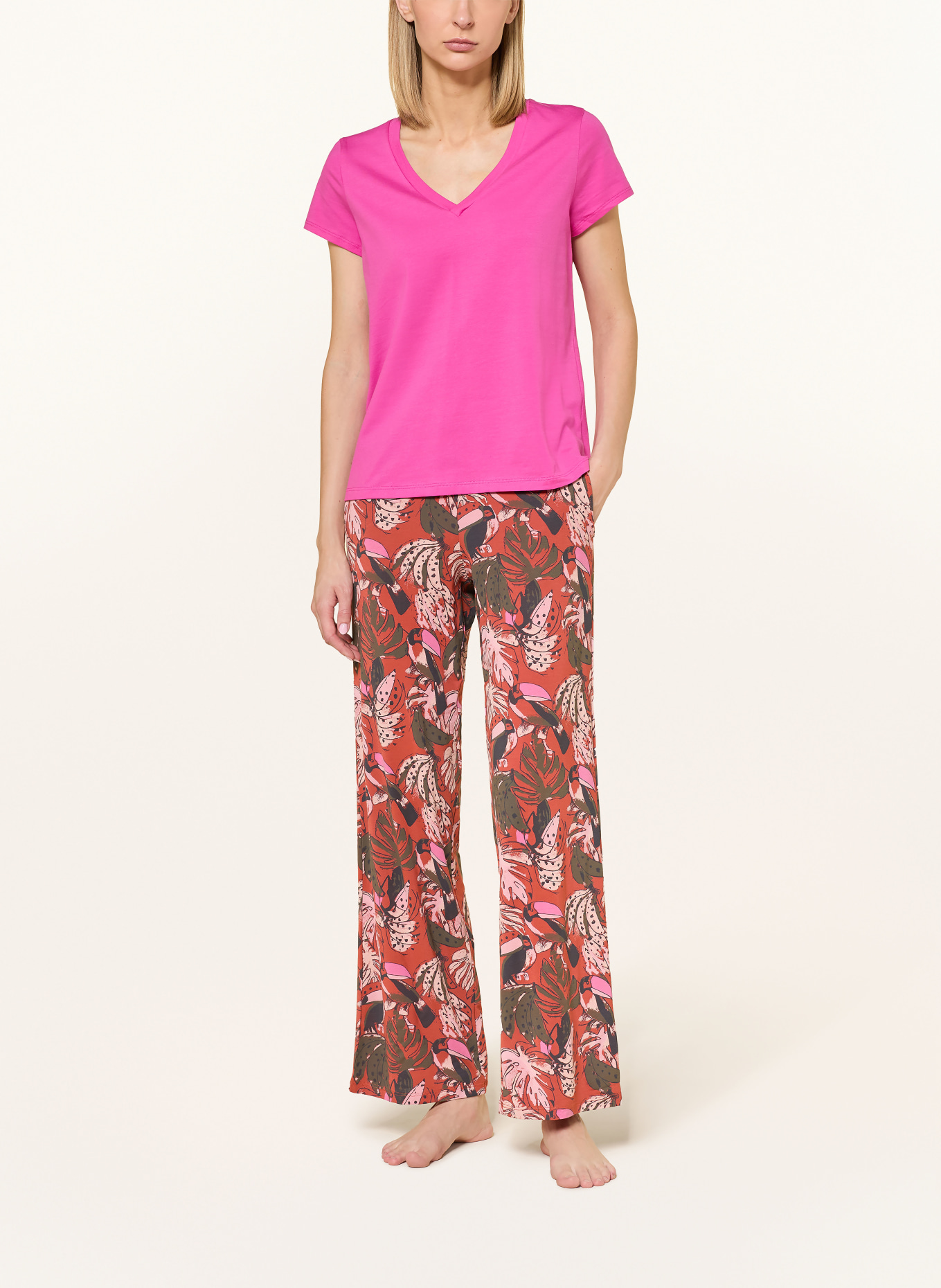 SCHIESSER Schlafhose MIX+RELAX: DUNKELORANGE / PINK / KHAKI