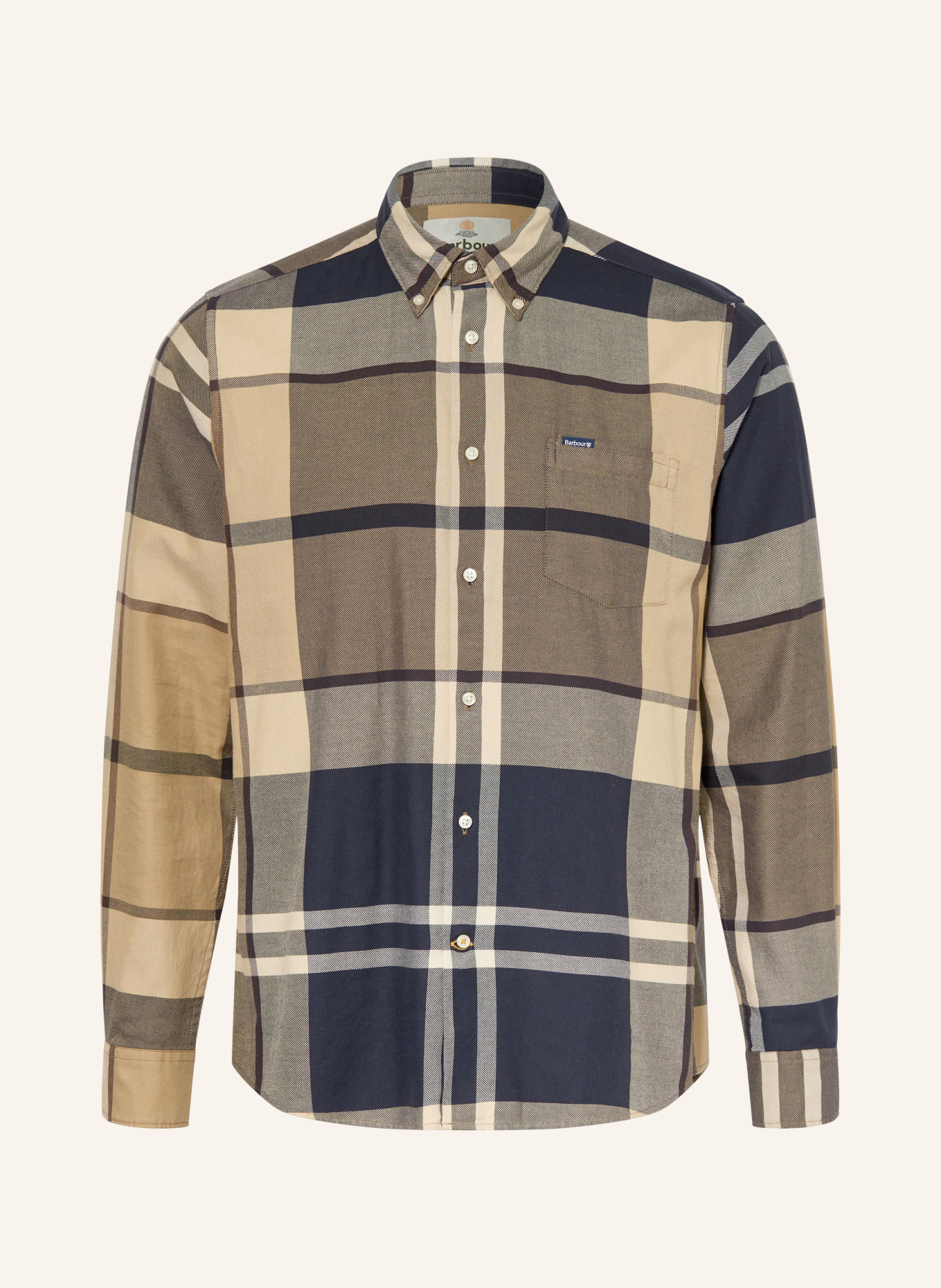 Barbour Shirt DUNOON tailored fit: BEIGE / DARK BLUE