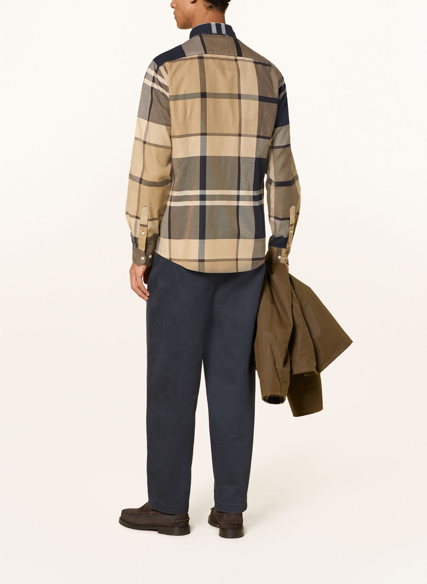 Barbour Shirt DUNOON tailored fit: BEIGE / DARK BLUE