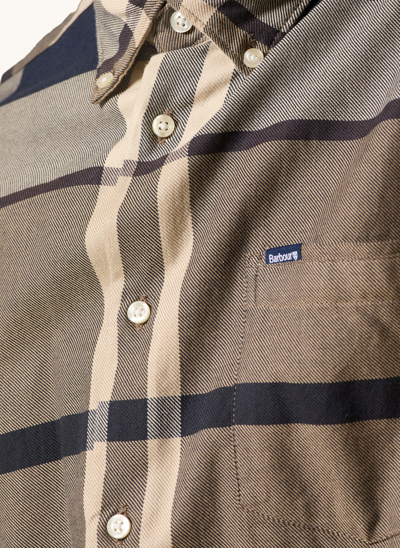 Barbour Shirt DUNOON tailored fit: BEIGE / DARK BLUE