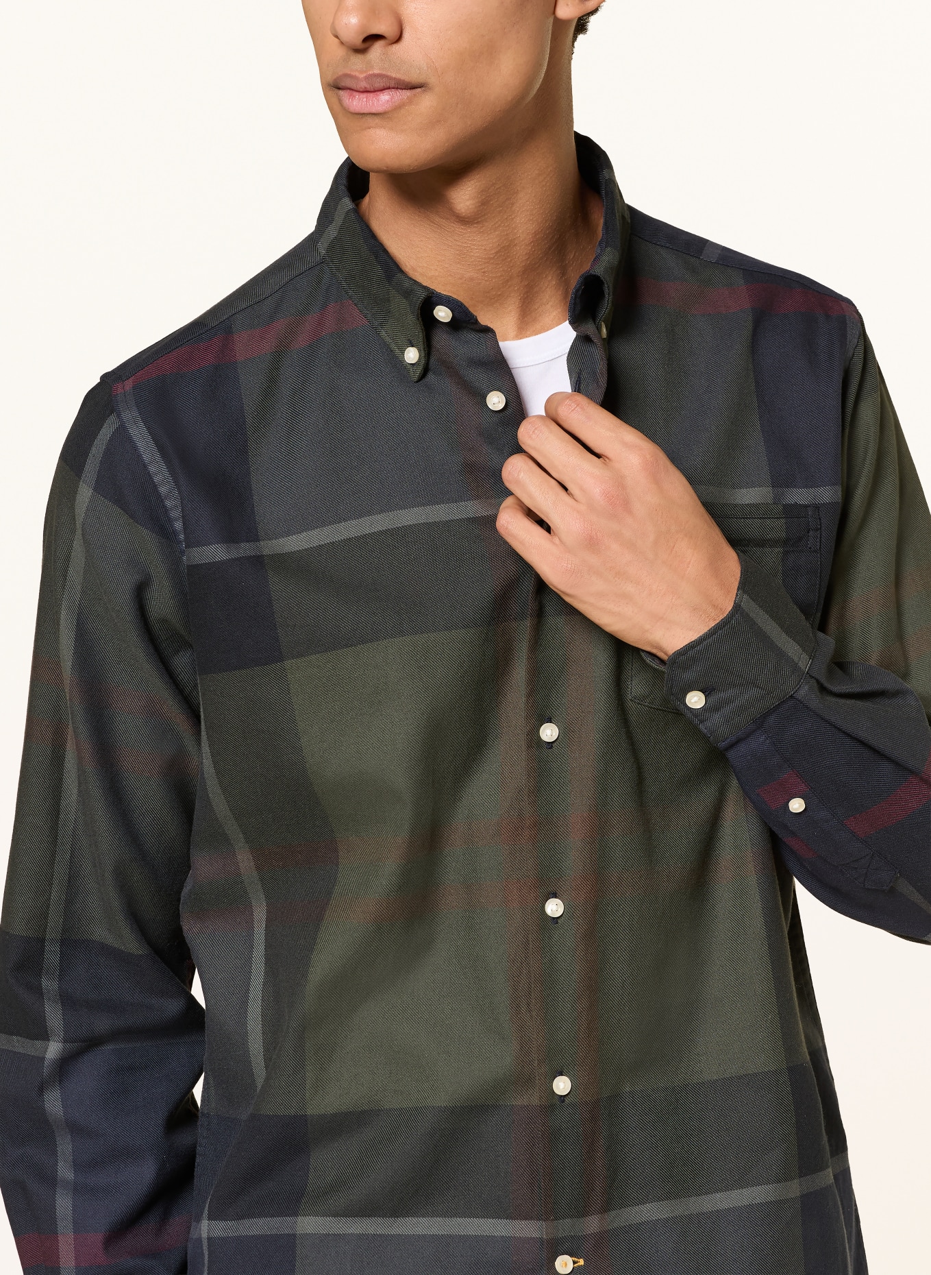 Barbour Shirt DUNOON tailored fit: DARK GREEN / DARK GRAY / DARK BLUE