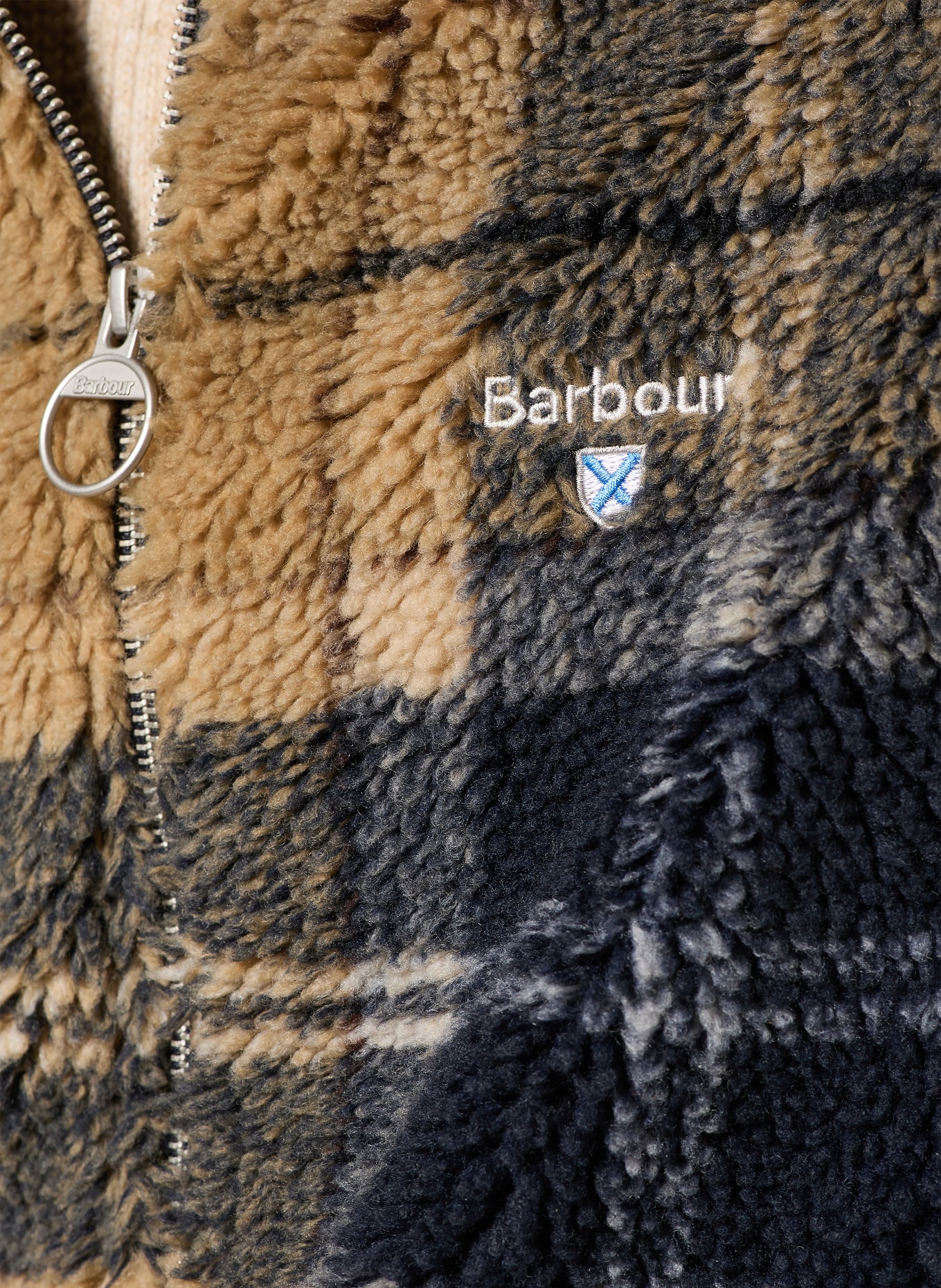 Barbour Teddyfell-Jacke: BEIGE / DUNKELBLAU
