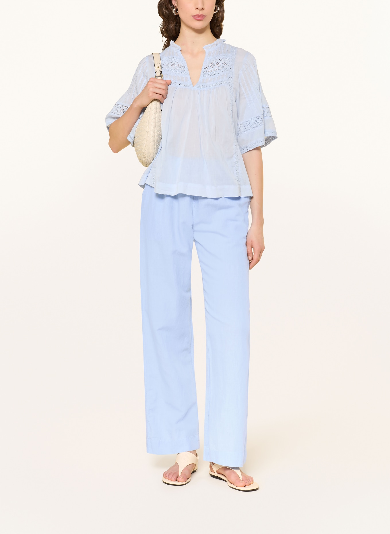 NEO NOIR Marlenehose SONAR mit Leinen: HELLBLAU