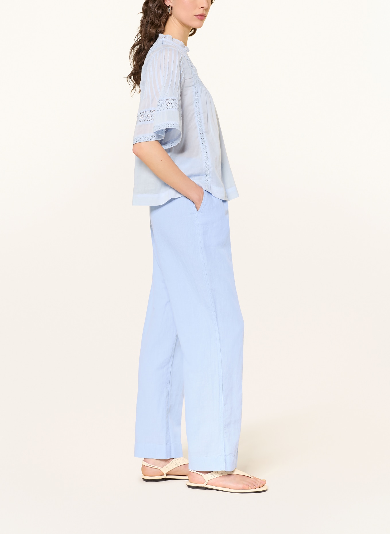 NEO NOIR Marlenehose SONAR mit Leinen: HELLBLAU