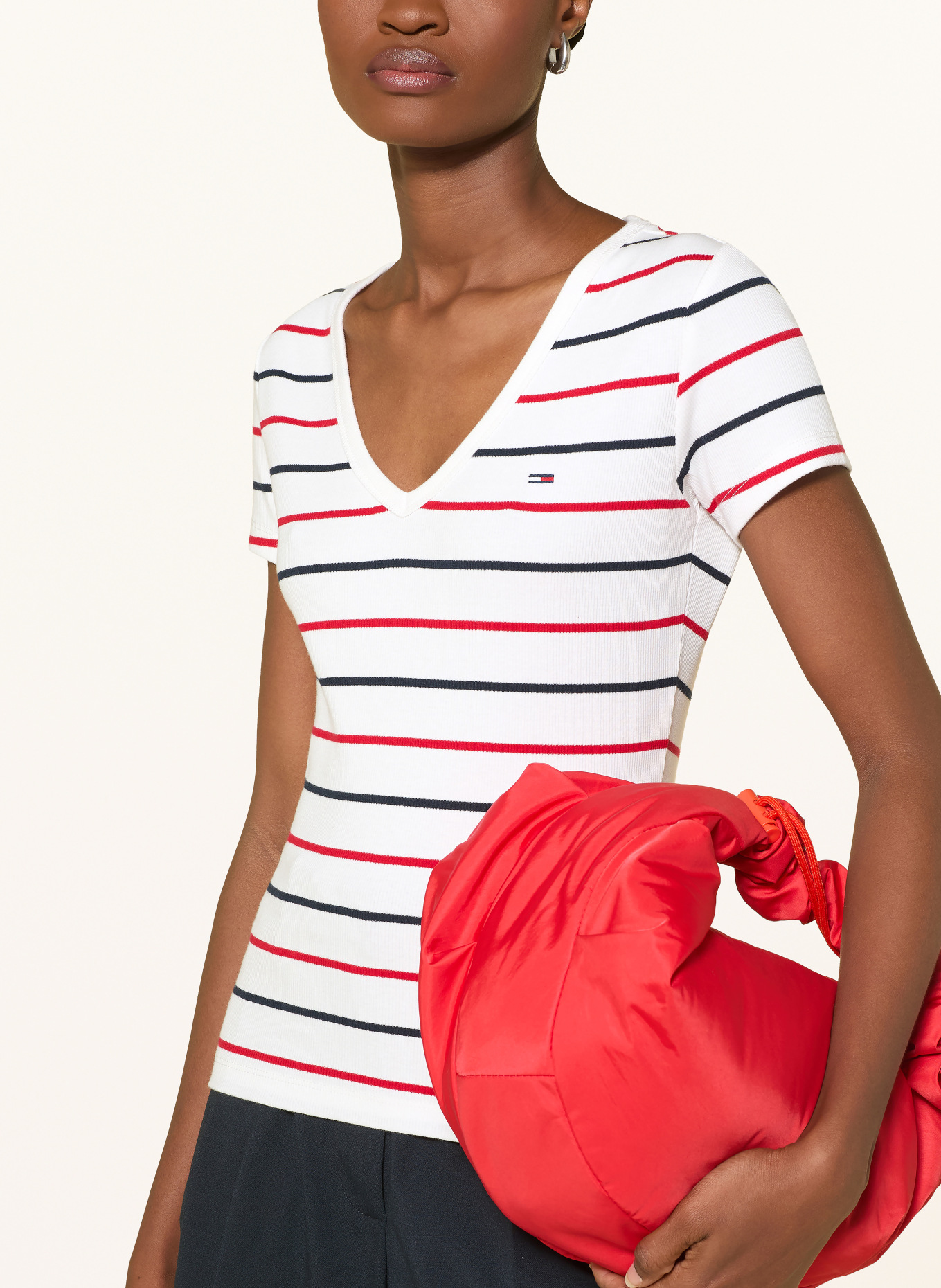 TOMMY JEANS T-shirt: WHITE / RED / DARK BLUE