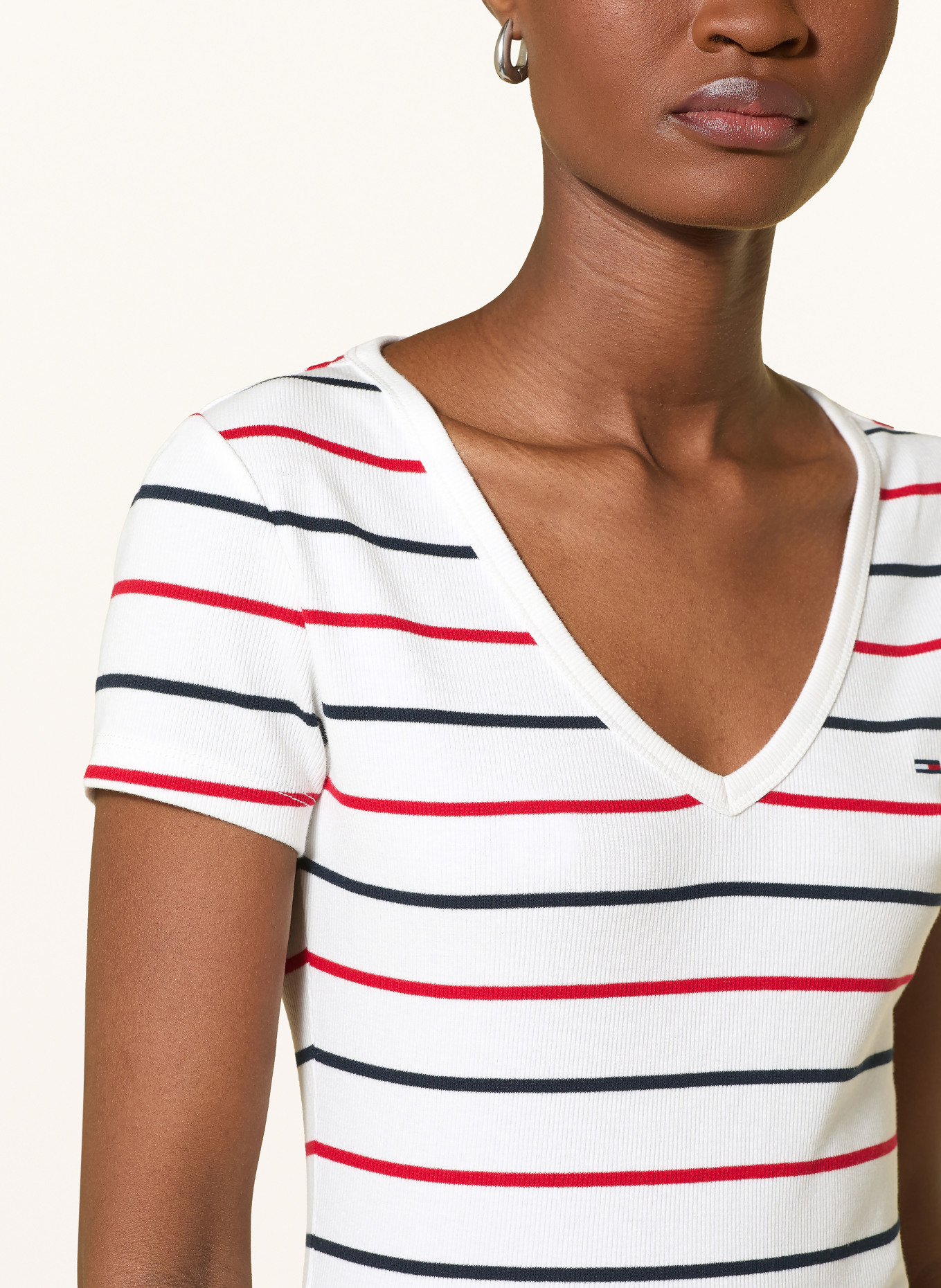 TOMMY JEANS T-shirt: WHITE / RED / DARK BLUE