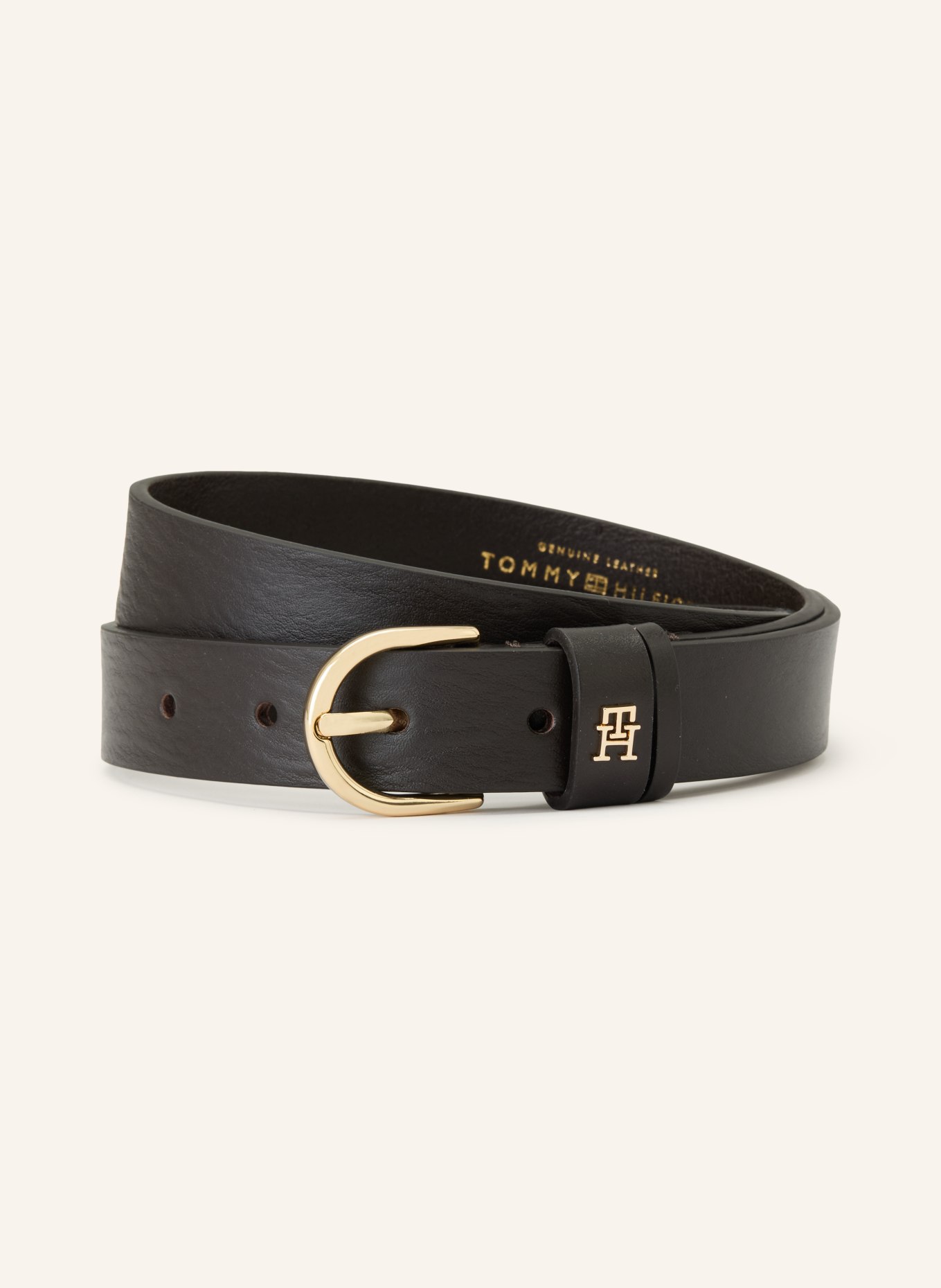 TOMMY HILFIGER ceinture en cuir: MARRON FONCÉ