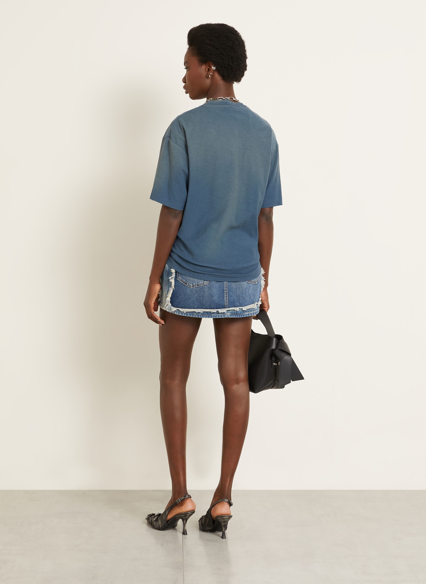 Acne Studios T-Shirt: DUNKELBLAU / WEISS