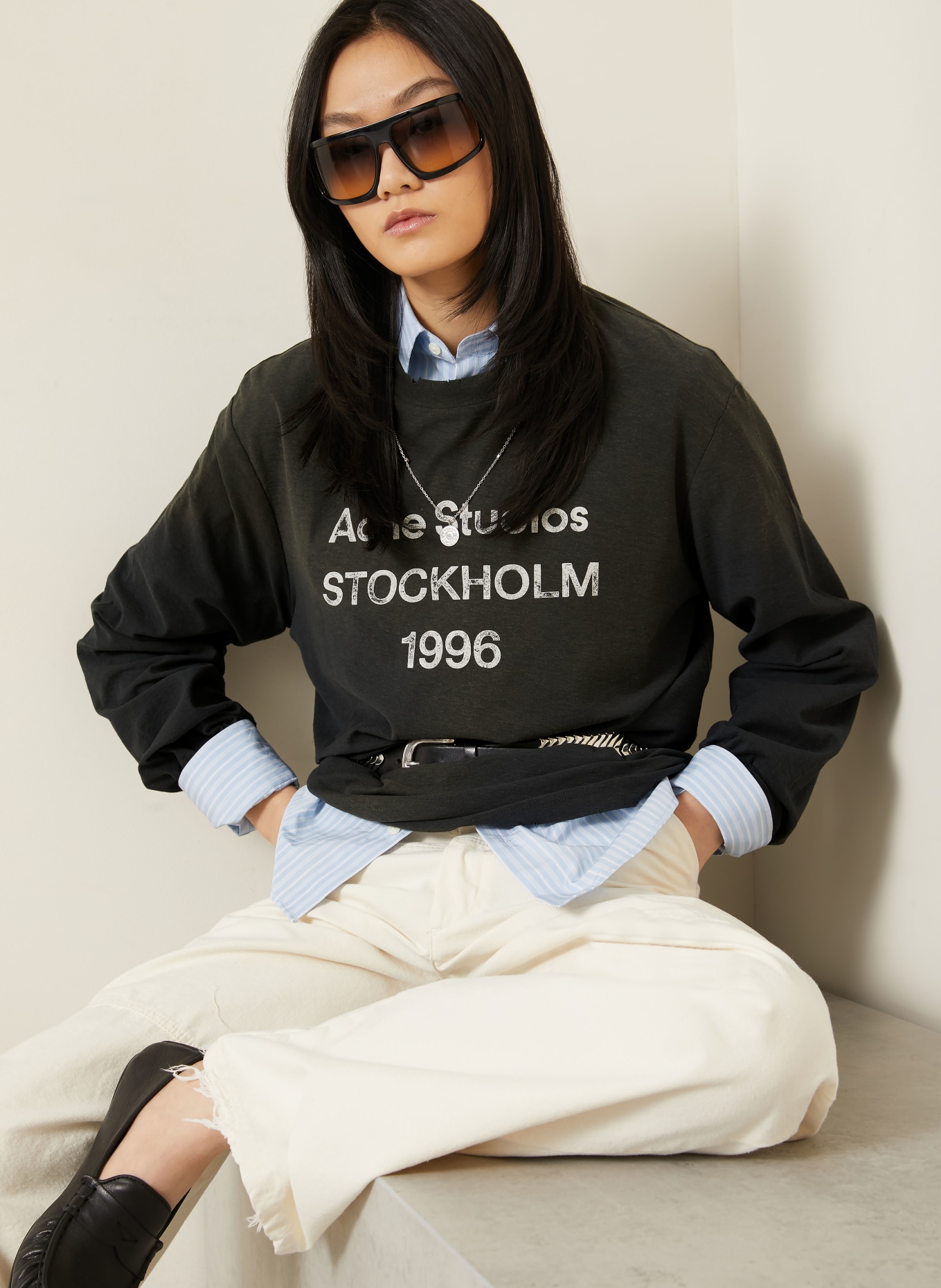 Acne Studios Koszulka z długim rękawem: CZARNY