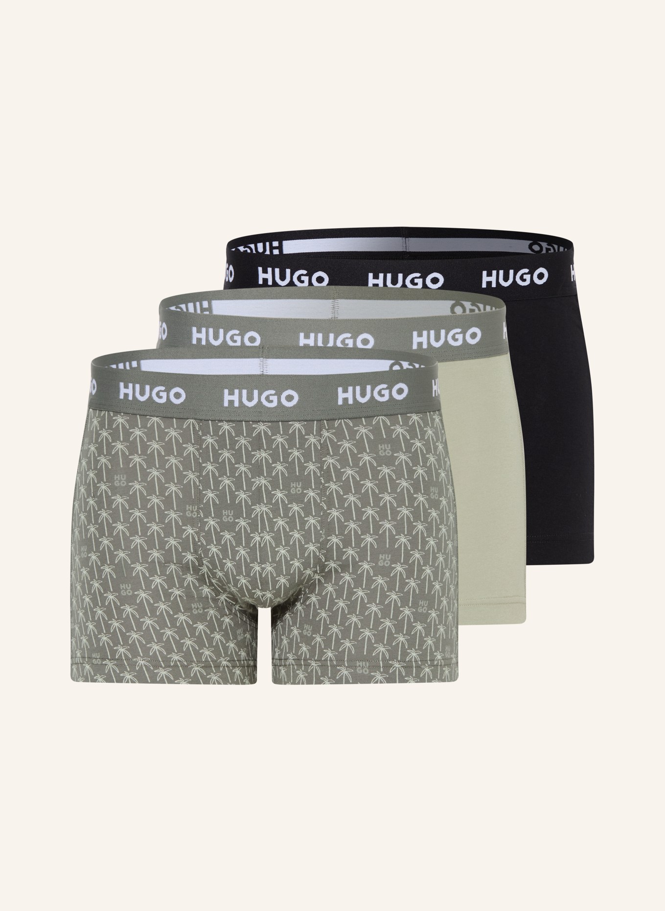 HUGO Bokserki, 3 szt.: KHAKI / BIAŁY / CZARNY