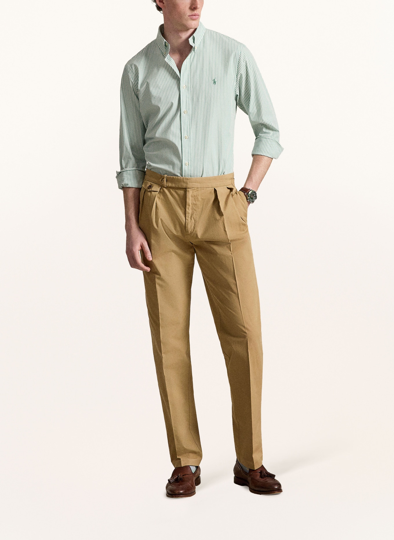 POLO RALPH LAUREN Chemise Custom Fit: VERT / BLANC