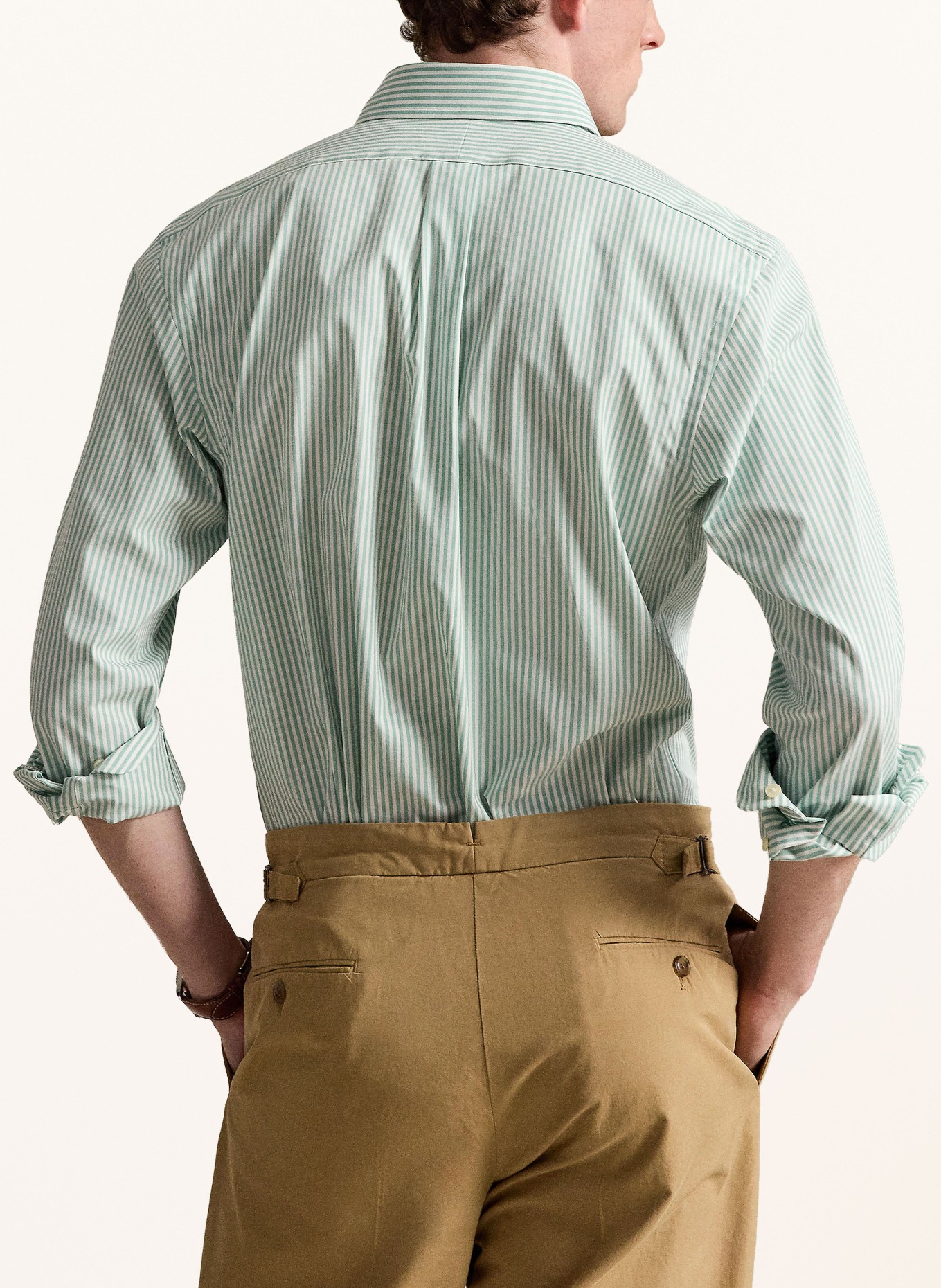 POLO RALPH LAUREN Chemise Custom Fit: VERT / BLANC