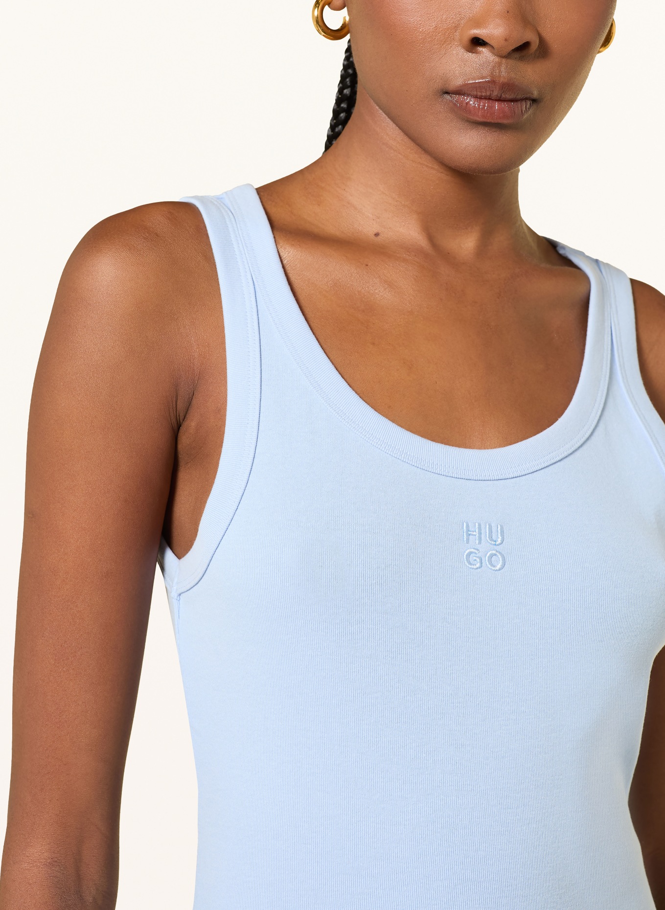 HUGO Top DATAMIA: LIGHT BLUE