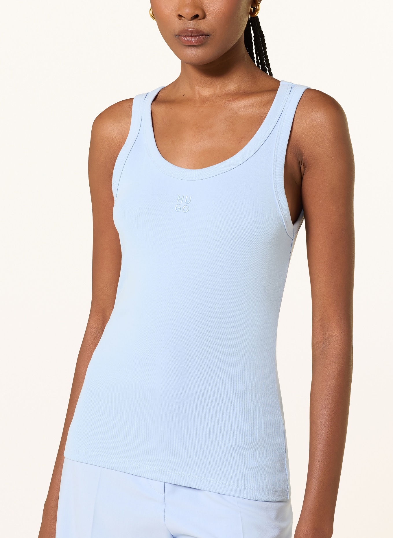 HUGO Top DATAMIA: LIGHT BLUE