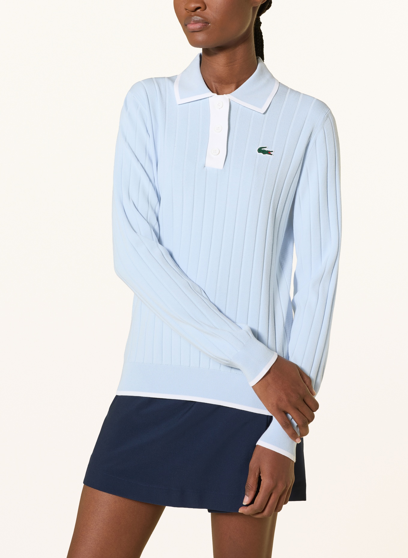 LACOSTE Performance polo shirt: LIGHT BLUE / WHITE