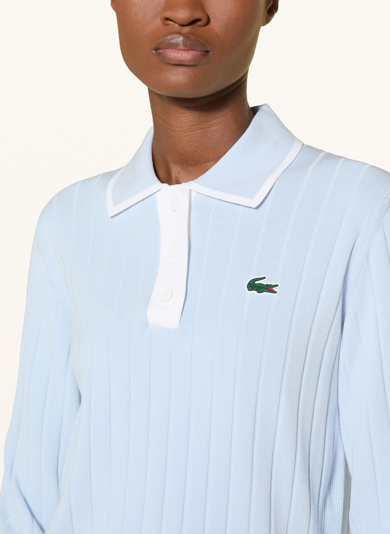 LACOSTE Performance polo shirt: LIGHT BLUE / WHITE