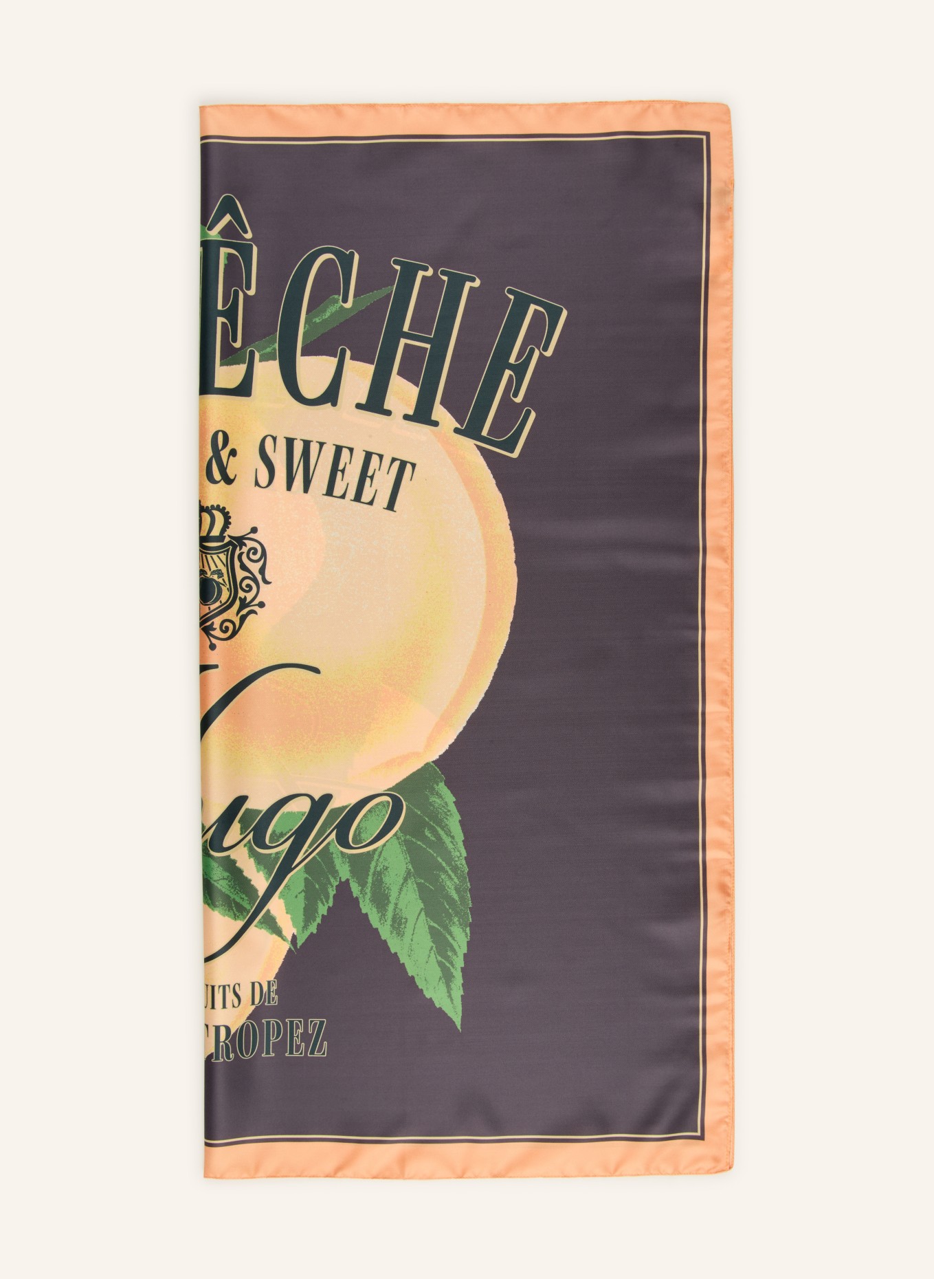 HUGO Šátek AURAIZE: TMAVĚ ŠEDÁ / TMAVĚ ORANŽOVÁ / ŽLUTÁ