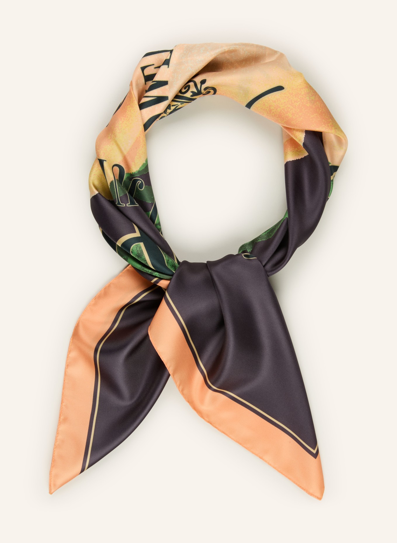 HUGO Šátek AURAIZE: TMAVĚ ŠEDÁ / TMAVĚ ORANŽOVÁ / ŽLUTÁ