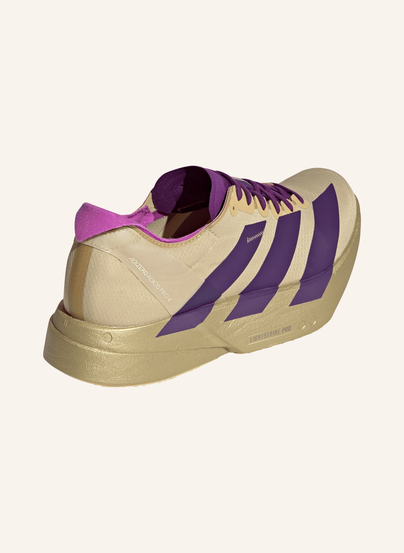 adidas Chaussures de course ADIZERO ADIOS PRO 4: OR / LILAS FONCÉ / ROSE FUCHSIA